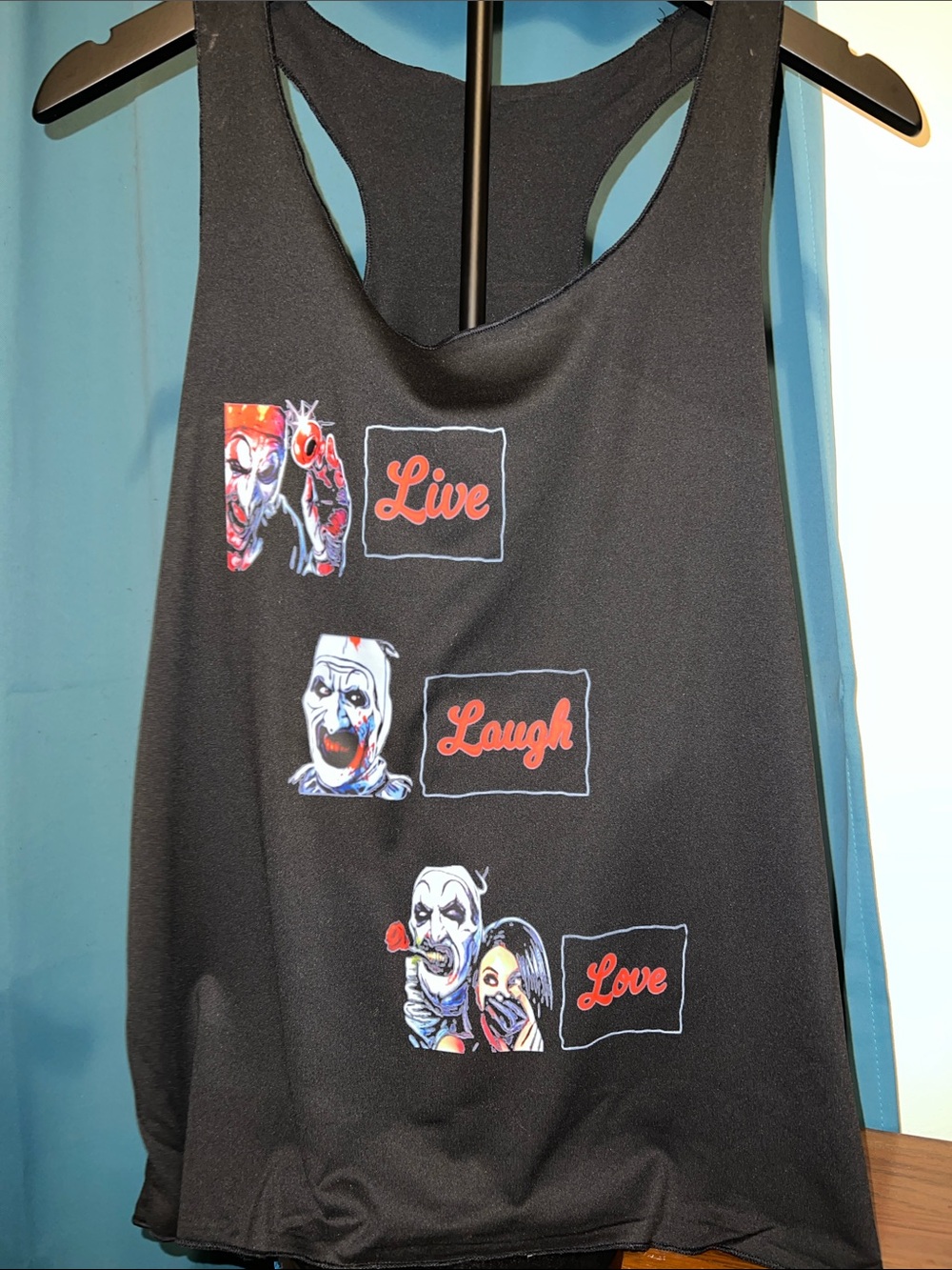 NEW!! LIVE, LAUGH, LOVE- ART THE CLOWN tank top